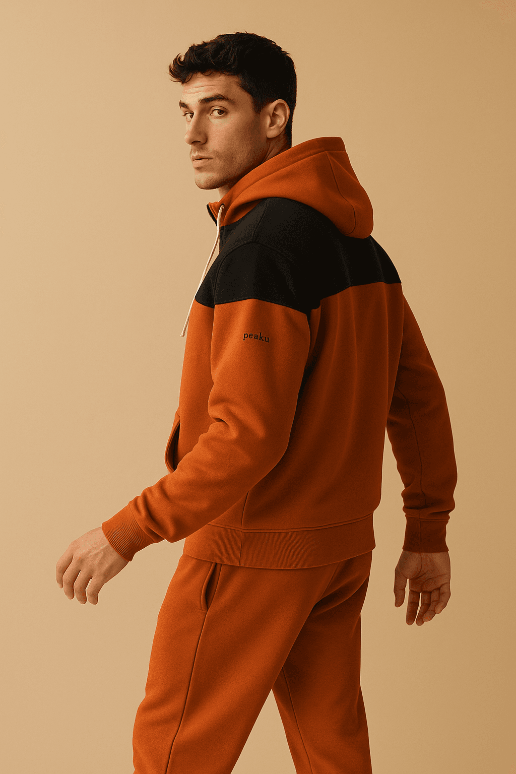 Color-Block Half-Zip Hoodie — flash
