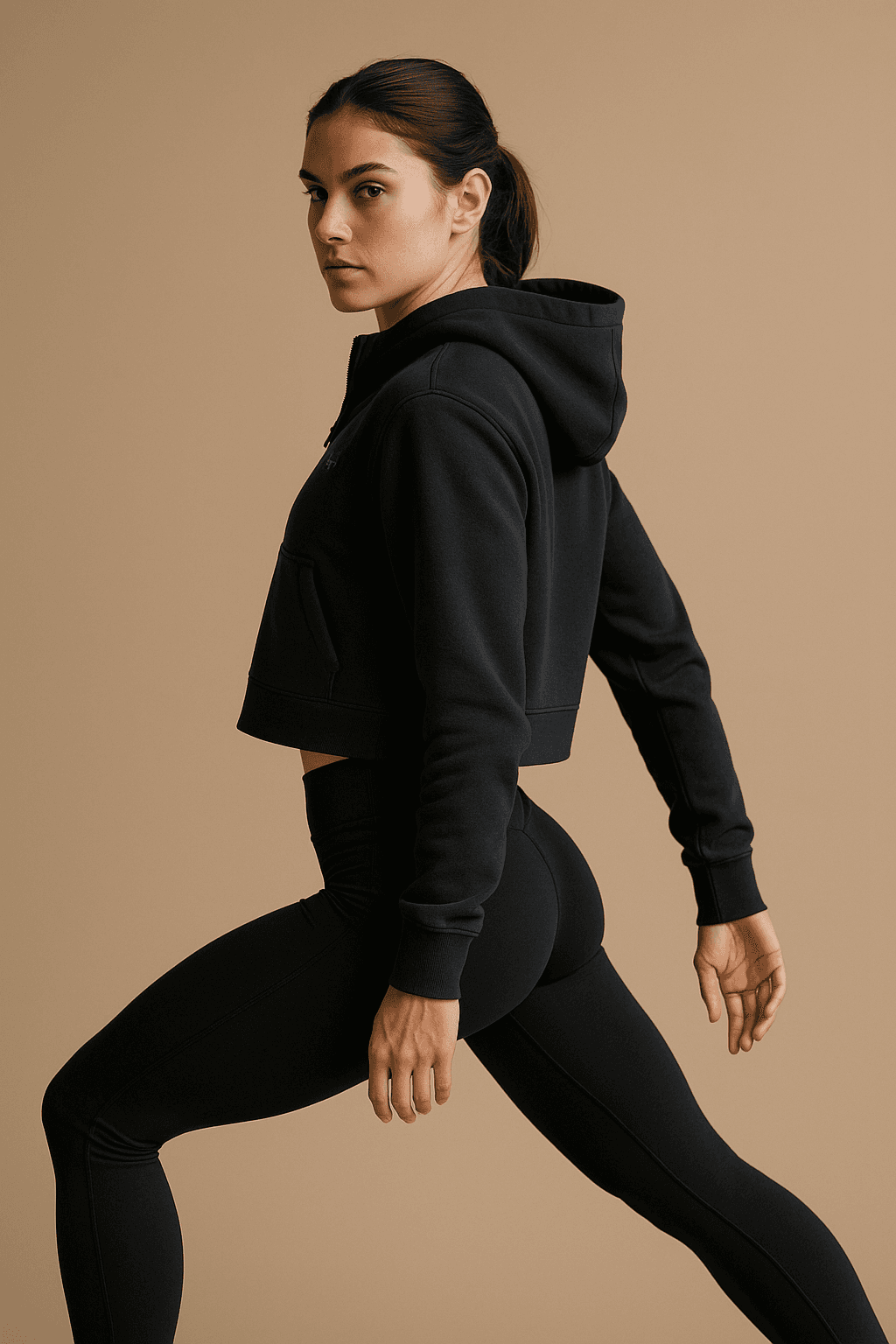 Half-Zip Crop Hoodie — ink