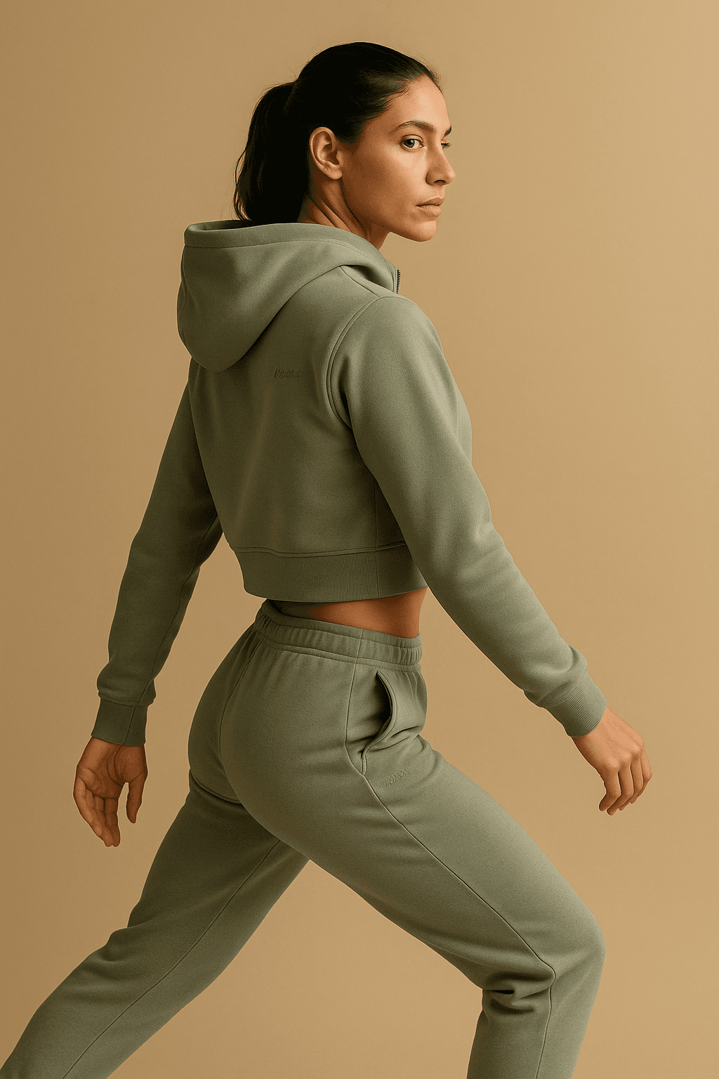 Half-Zip Crop Hoodie — sage