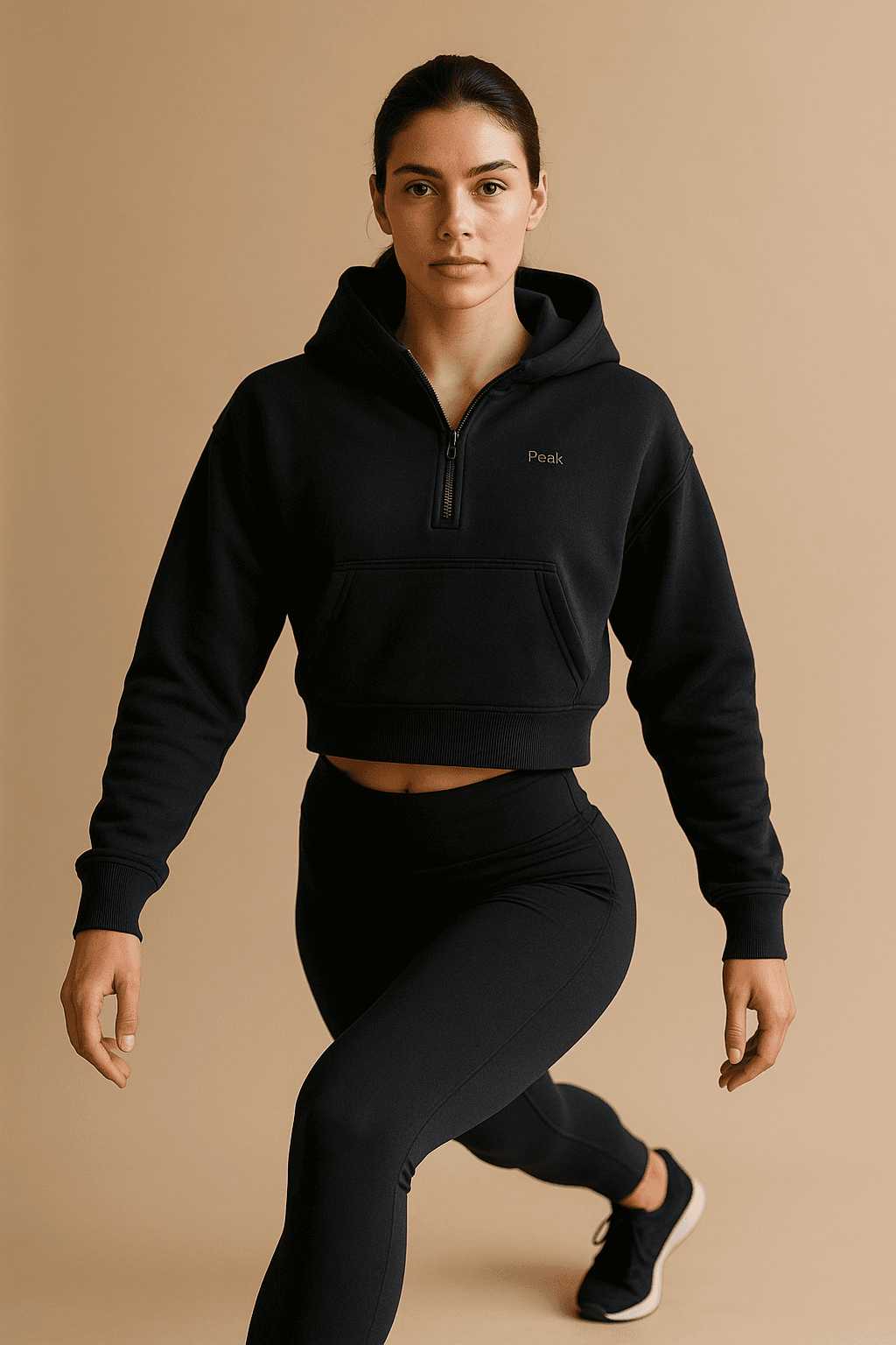 Half-Zip Crop Hoodie — ink
