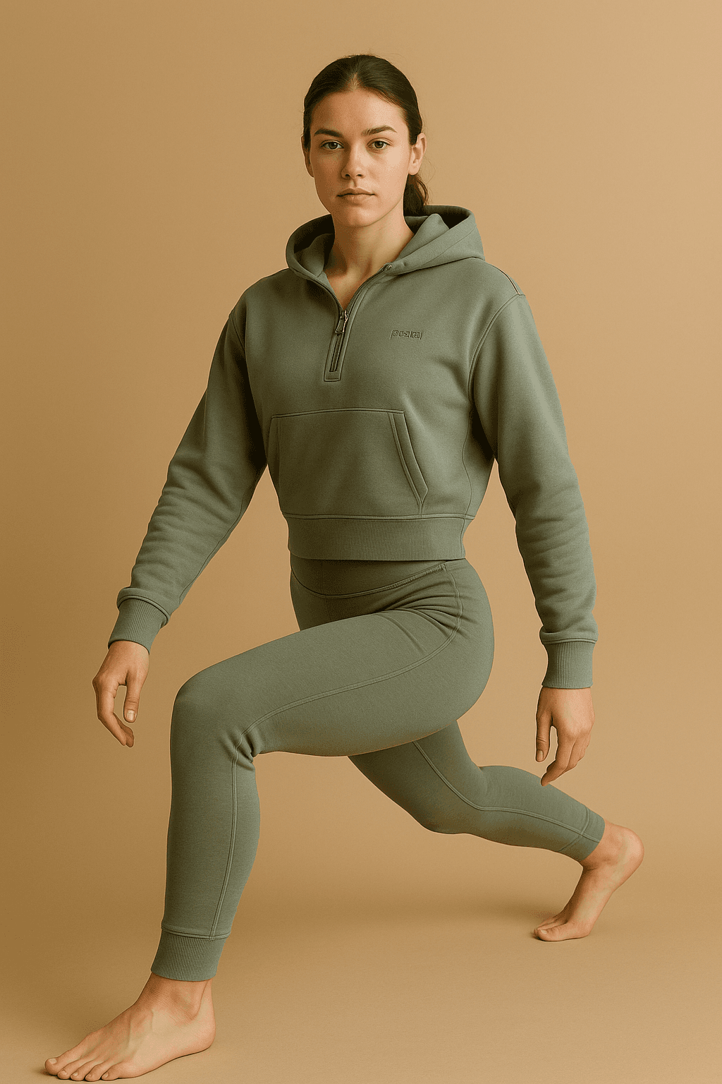Half-Zip Crop Hoodie — sage