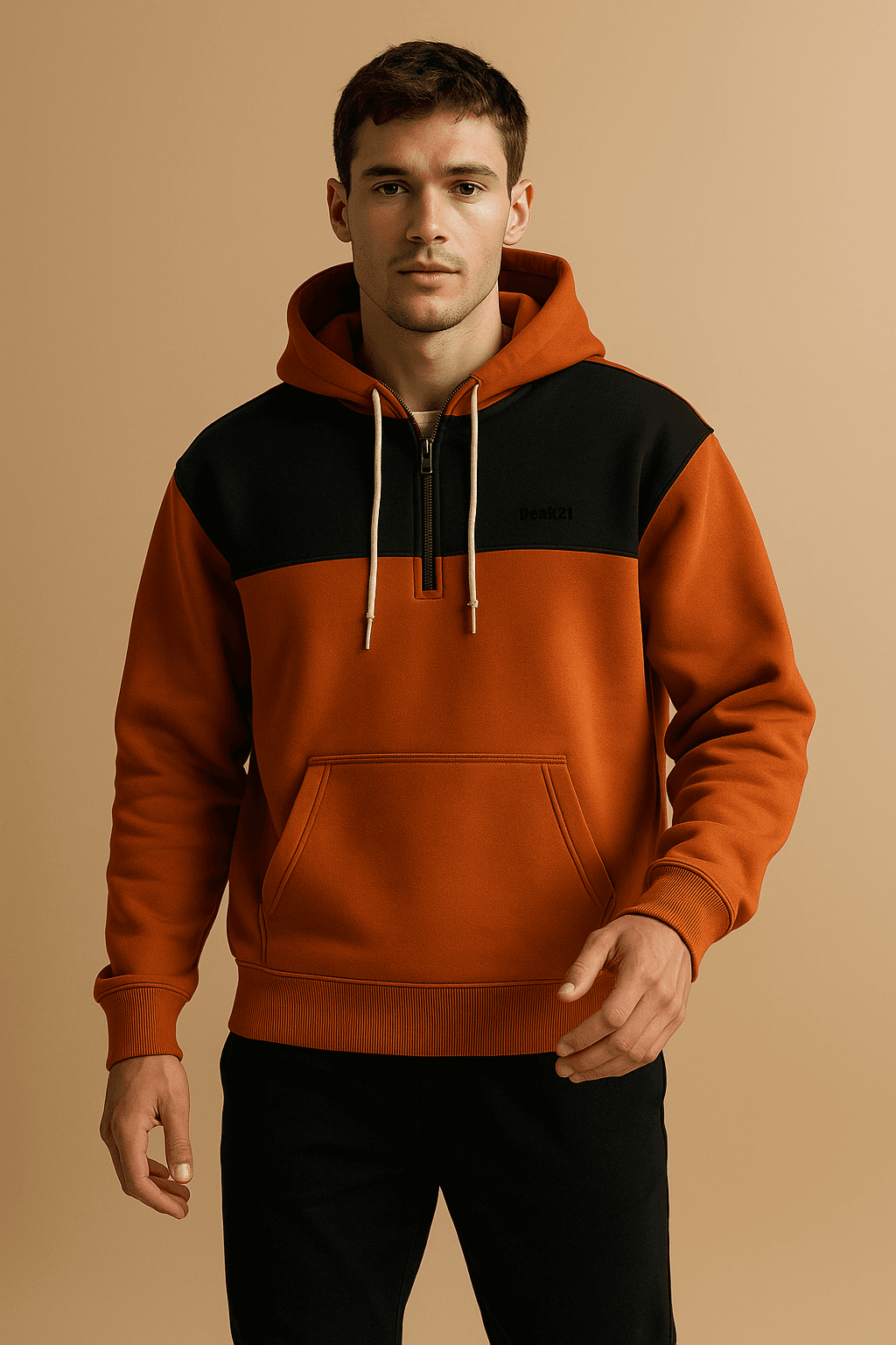 Color-Block Half-Zip Hoodie — flash
